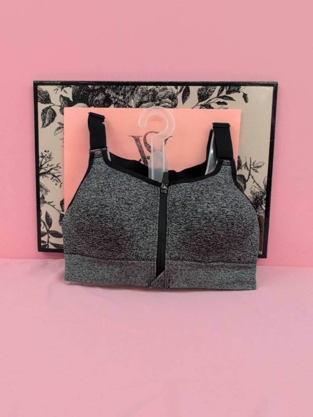 Victoria Secret Pink Active Seamless Air Sports Bra XS Pure Black Marl